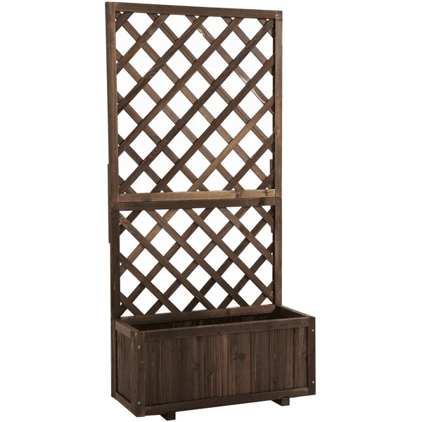 Outsunny Pflanzkasten Mit Rankgitter Dunkelbraun 3 Outsunny Pflanzkasten Mit Rankgitter Dunkelbraun