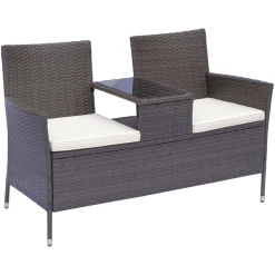 Outsunny Polyrattan Gartenbank Braun
