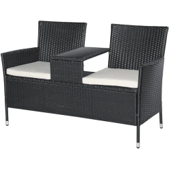 Outsunny Polyrattan Gartenbank Schwarz