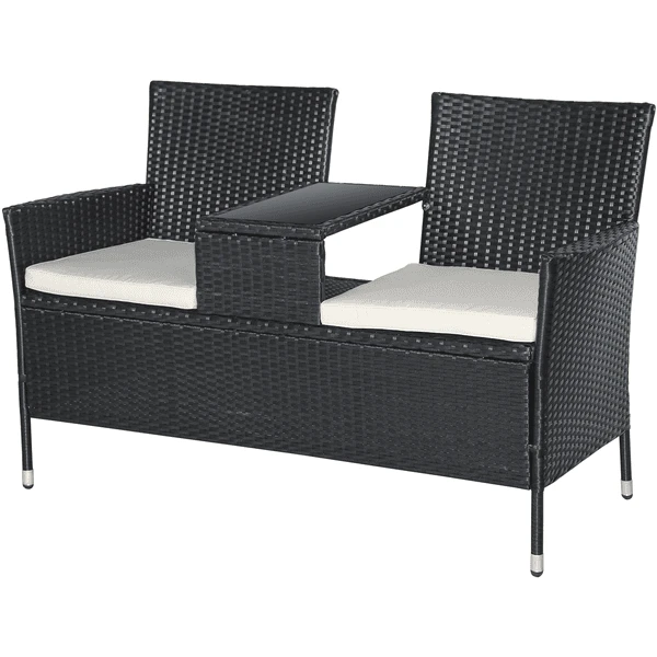 Outsunny Polyrattan Gartenbank Schwarz 3 Outsunny Polyrattan Gartenbank Schwarz