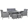 Outsunny Polyrattan Gartenset 6-teilig Grau -Smoby-Shop outsunny polyrattan gartenset 6 teilig grau a380780