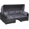 Outsunny Polyrattan Lounge-Set Mit Sonnendach, Kissen Und Beistelltisch Grau -Smoby-Shop outsunny polyrattan lounge set mit sonnendach kissen und beistelltisch grau a353292