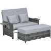 Outsunny Polyrattan Lounge-Sofa Mit Kissen Grau -Smoby-Shop outsunny polyrattan lounge sofa mit kissen grau a361243