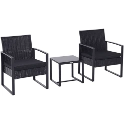 Outsunny Polyrattan Sitzgruppe Als 5-tlg. Set Schwarz