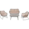 Outsunny Polyrattan Sitzgruppe Mit Beistelltisch Und Sitzpolstern, 4-teilig Khaki, Beige -Smoby-Shop outsunny polyrattan sitzgruppe mit beistelltisch und sitzpolstern 4 teilig khaki beige a380795