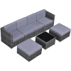 Outsunny Rattan Gartengarnitur Als 7-teiliges Set Grau -Smoby-Shop outsunny rattan gartengarnitur als 7 teiliges set grau a353244