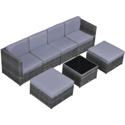 Outsunny Rattan Gartengarnitur Als 7-teiliges Set Grau