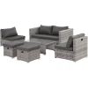 Outsunny Rattan Gartensitzgruppe Als 6-teiliges Set Grau -Smoby-Shop outsunny rattan gartensitzgruppe als 6 teiliges set grau a380406