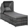Outsunny Rattan Liege Mit Sonnendach Grau 2 Outsunny Rattan Liege Mit Sonnendach Grau -Smoby-Shop outsunny rattan liege mit sonnendach grau a360435