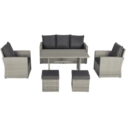 Outsunny Rattan Sitzgruppe 6 Teilig Grau