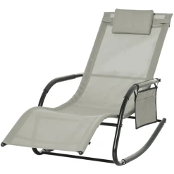 Outsunny Schaukelstuhl Atmungsaktive Mesh-Gewebe Hellgrau