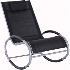 Outsunny Schaukelstuhl Mit Kopfkissen Schwarz