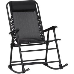 Outsunny Schaukelstuhl Mit Kopfkissen Schwarz
