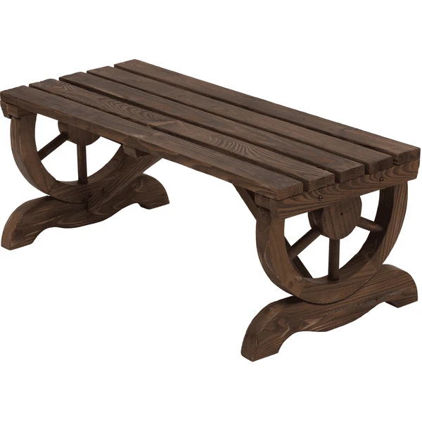 Outsunny Sitzbank Im Wagenrad-Design Dunkelbraun 3 Outsunny Sitzbank Im Wagenrad-Design Dunkelbraun