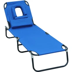 Outsunny Sonnenliege Mit Gesichtsöffnung Blau, Schwarz