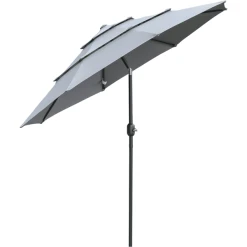Outsunny Sonnenschirm Mit 3-stufigem Dach Grau
