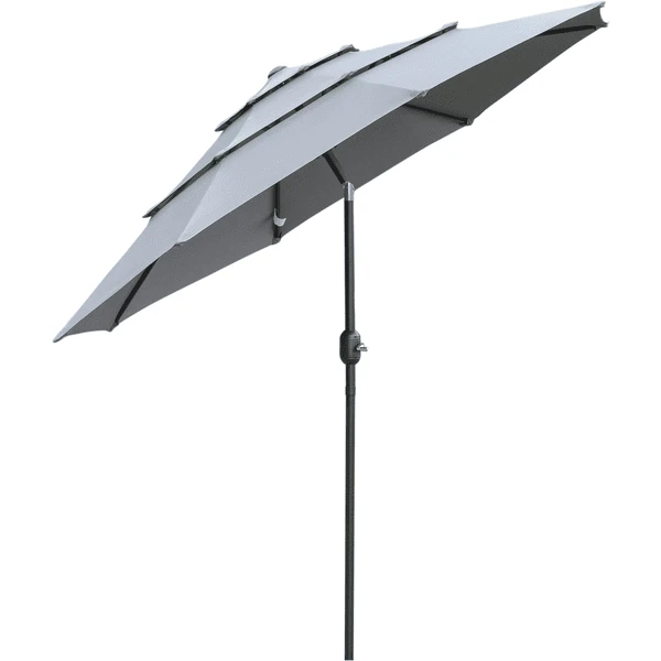 Outsunny Sonnenschirm Mit 3-stufigem Dach Grau 3 Outsunny Sonnenschirm Mit 3-stufigem Dach Grau
