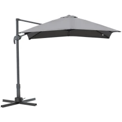 Outsunny Sonnenschirm Mit 5-stufiger Neigung Schwarz, Grau