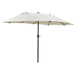 Outsunny Sonnenschirm Mit Solar-LED-Leuchte Cremeweiß