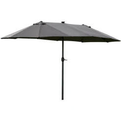 Outsunny Sonnenschirm Mit Solar-LED-Leuchte Dunkelgrau