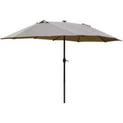 Outsunny Sonnenschirm Mit Solar-LED-Leuchte Khaki