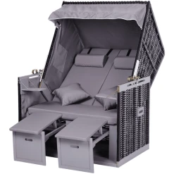 Outsunny Strandkorb Mit Dach Und Getränkehalter Grau