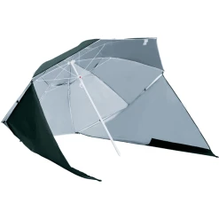 Outsunny Strandschirm Und Strandzelt 2 In 1 Dunkelgrün, Weiß